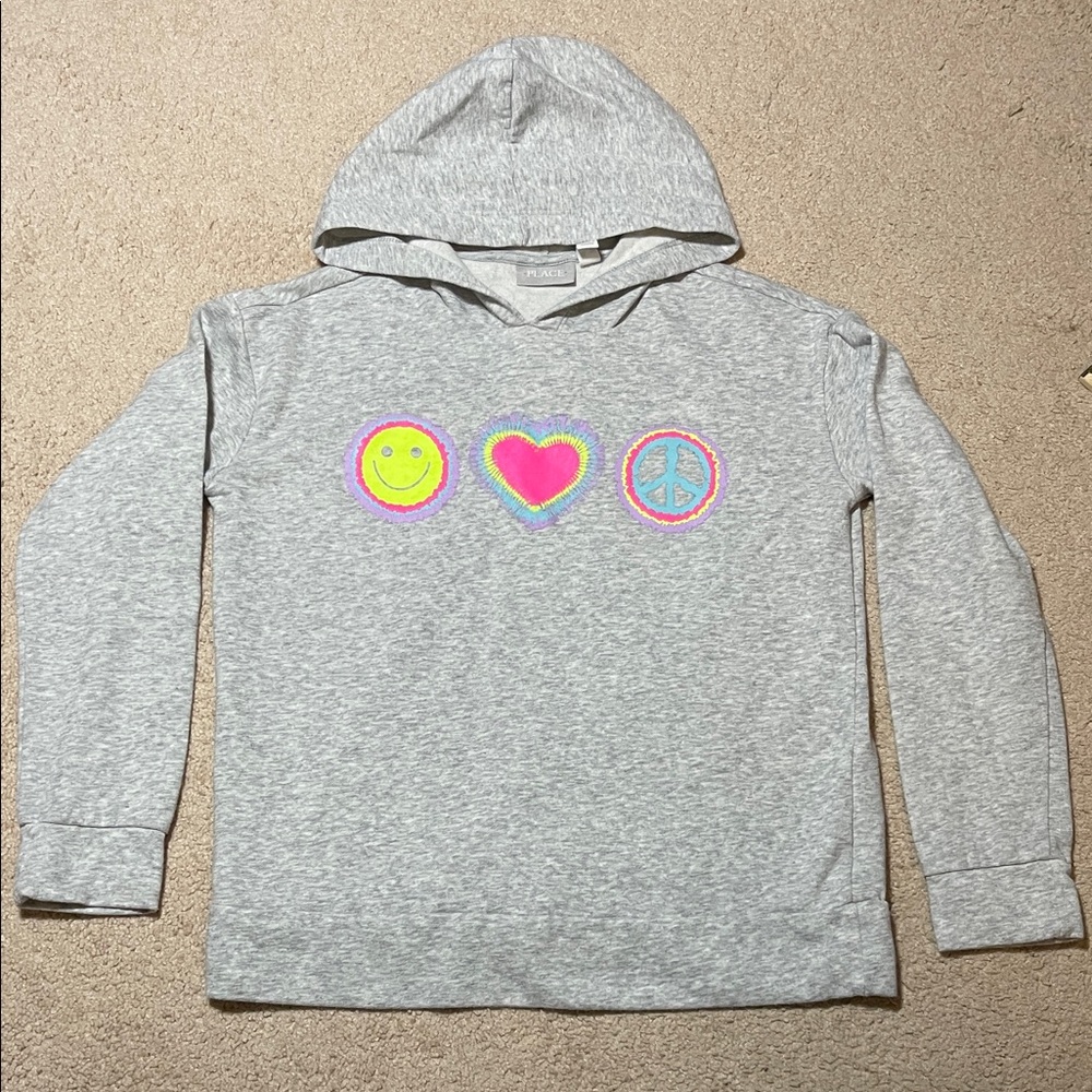 The Children’s Place grey heather fleece hoodie sweatshirt 16